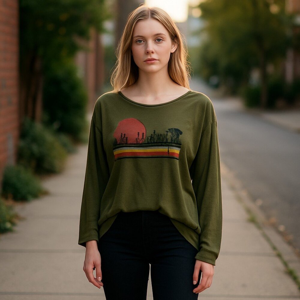 NWT Wrangler Forest Green Long Sleeve Relax Fit Tee XXL